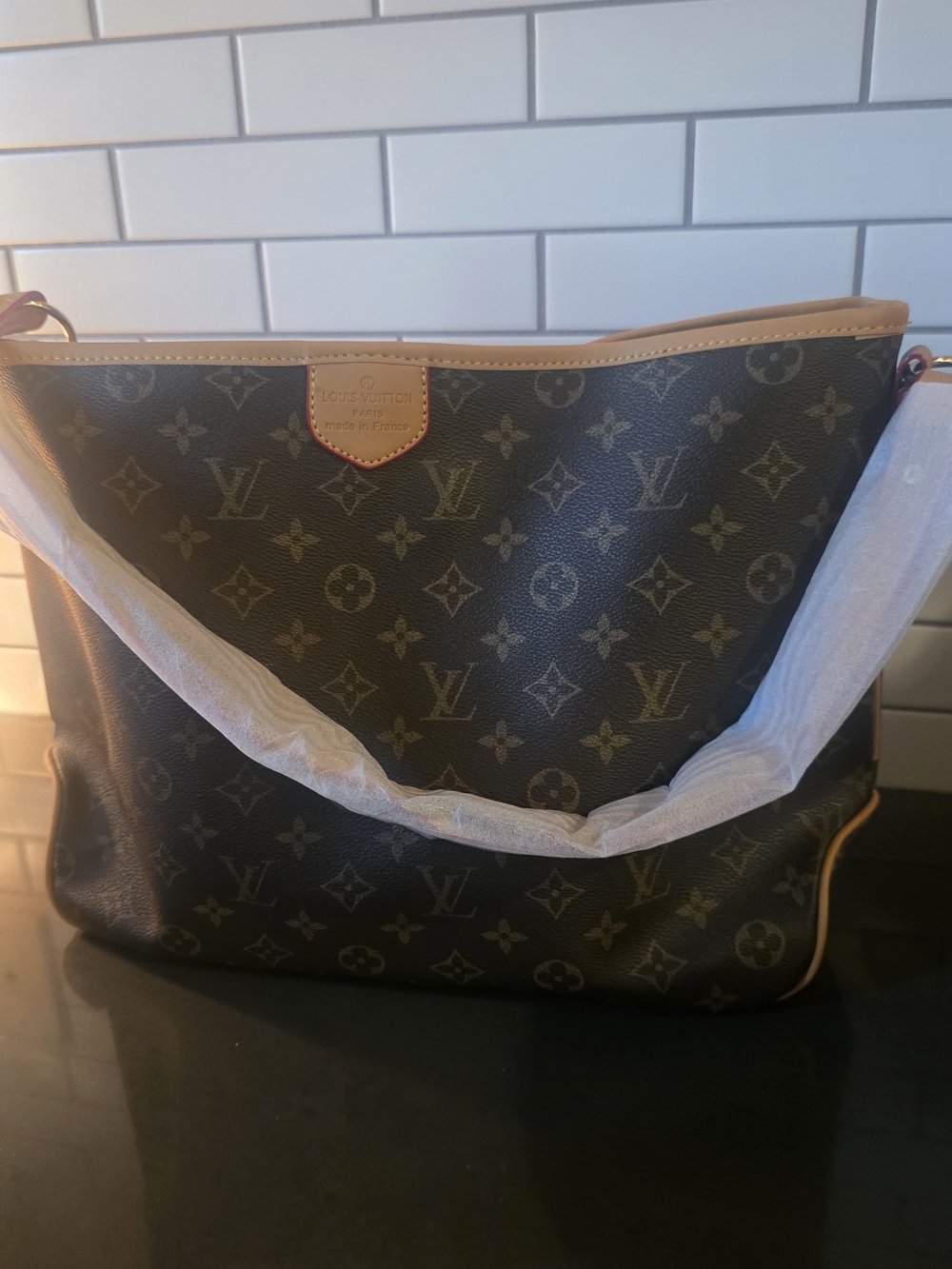 Brown Bag with Tan Trim - Picture 2 of 3
